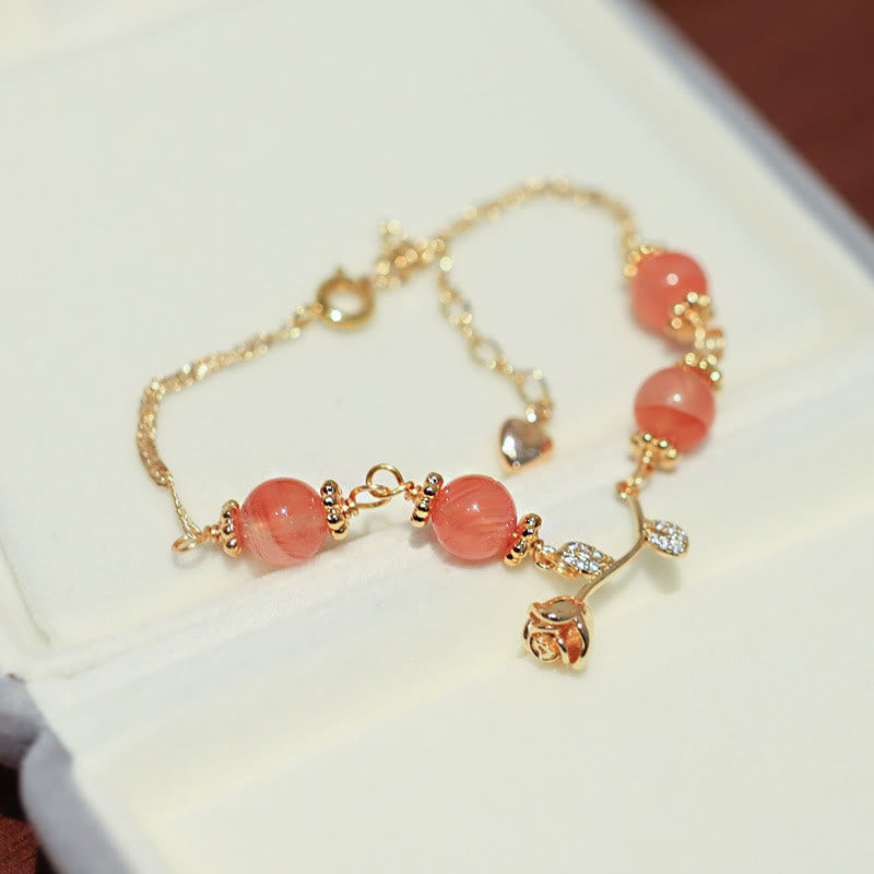 Bransoletka z naturalnego czerwonego agatu Buddha Stones Rose Confidence Calm Chain