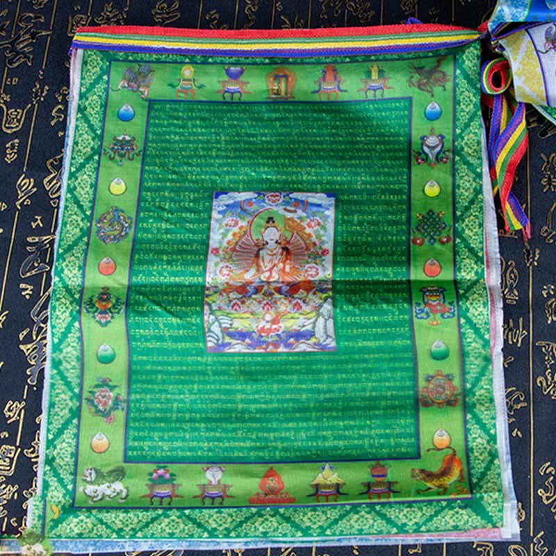 Buddha Stones Tybetańska flaga modlitewna z pięcioma kolorami Buddy Windhorse Tara, uzdrawiająca i pomyślna - image 11