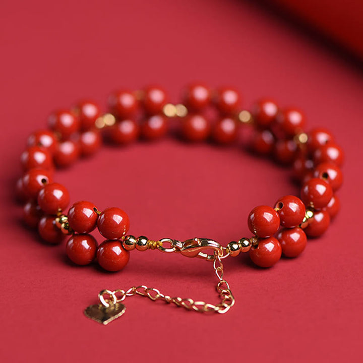 Bransoletka z koralików z Buddha Stones Natural Cinnabar Blessing