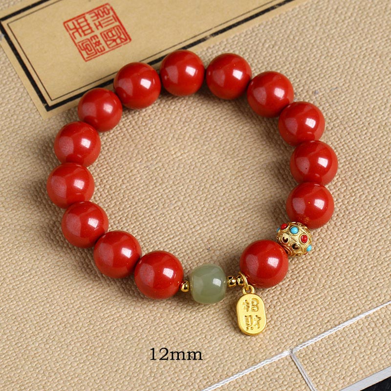 Bransoletka z Buddha Stones Cinnabar Green Aventurine Fortune Protection Charm