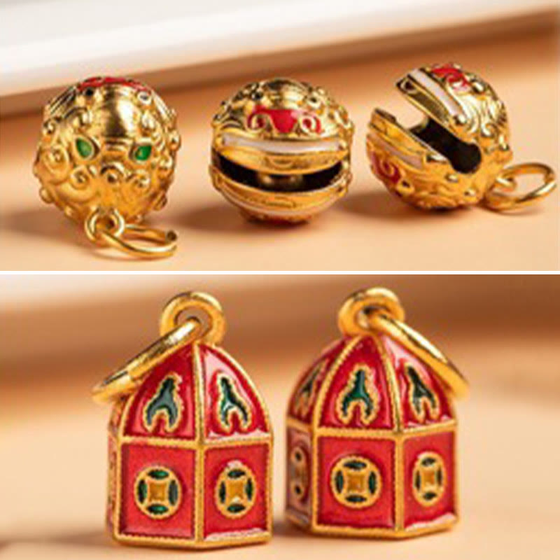 Buddha Stones Nic nie jest przesądne Tańczący Lew Miedź Bogactwo Brelok