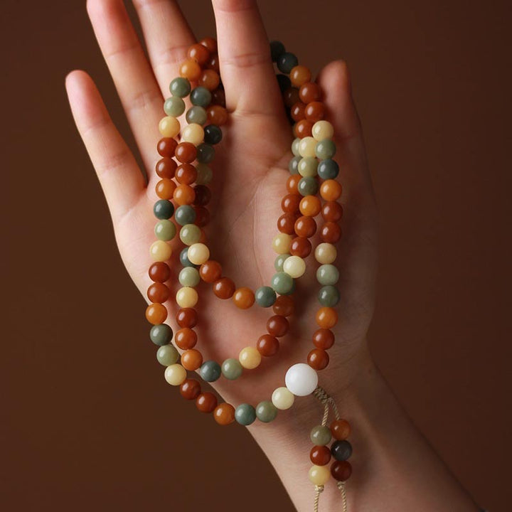 Buddha Stones Bransoletka z harmonijnego naszyjnika Bodhi Seed Mala Wisdom