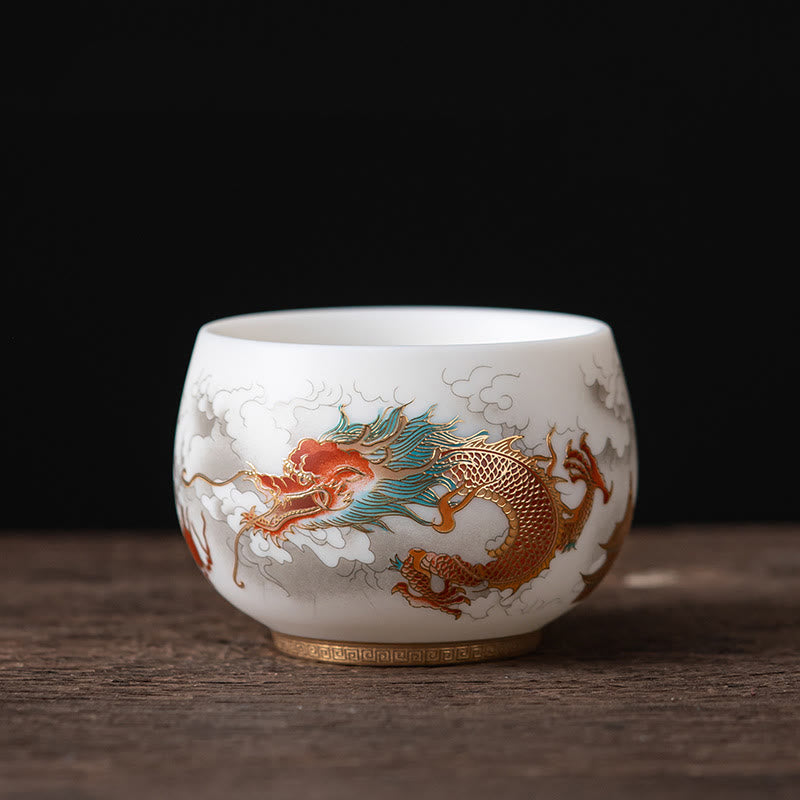 Buddha Stones Feniks Smok Lotos Jeleń Starożytny Budynek Ryba Koi Ceramiczna filiżanka do herbaty Kung Fu Filiżanki do herbaty