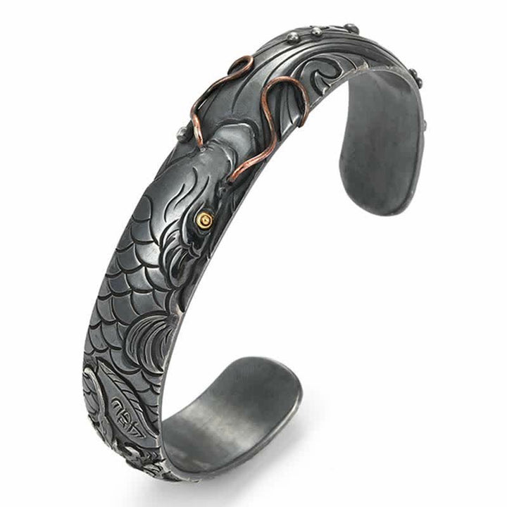 Buddha Stones 999 Srebro Sterling 990 Złoto Ryba Koi Szczęście Bogactwo Sukces Bransoletka Bangle