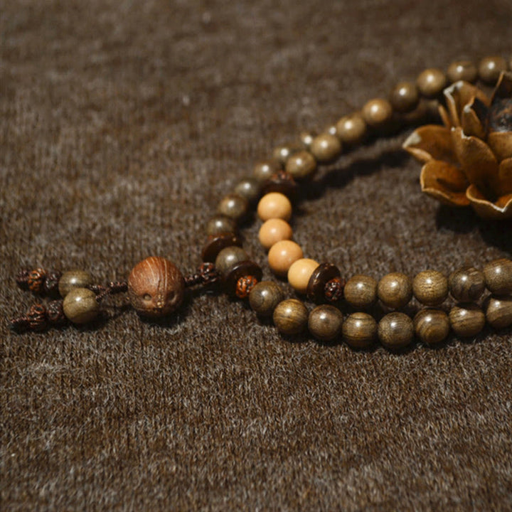 Bransoletka Mala z Buddha Stones z sandałowca tybetańskiego
