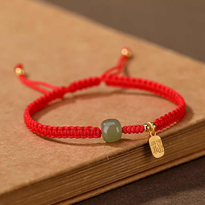 Bransoletka z czerwonego sznurka z Buddha Stones 925 ze srebra próby 925 i jadeitu Hetian Blessing Wealth