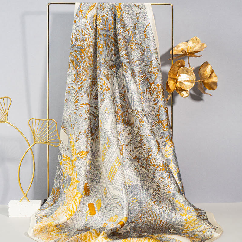 Kamienie Buddha Stones Dżungla Olej Malarstwo Pomyślne Chmury 100% Jedwabny Szalik Morwowy Premium Grade 6A Dwustronny Jedwabny Szalik na Szyję - image 4