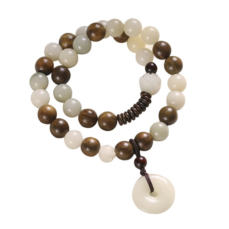 Bransoletka Buddha Stones Bodhi Seed Green Sandalwood Lotus Peace Buckle Harmony Double Wrap