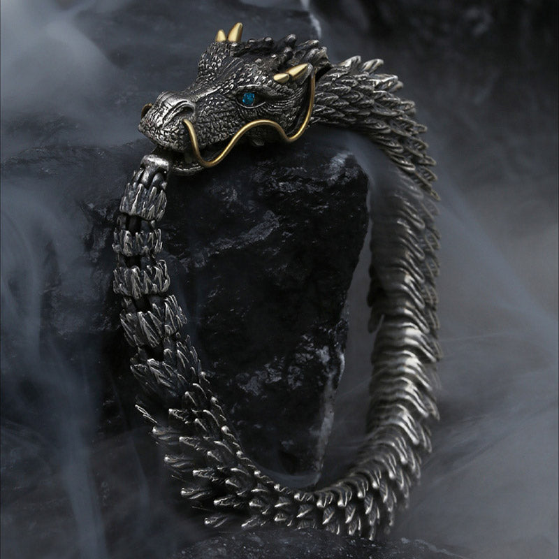 Buddha Stones Nordycki Smok Ręcznie Robiony Amulet Szczęście Ochrona Łańcuch Bransoletka