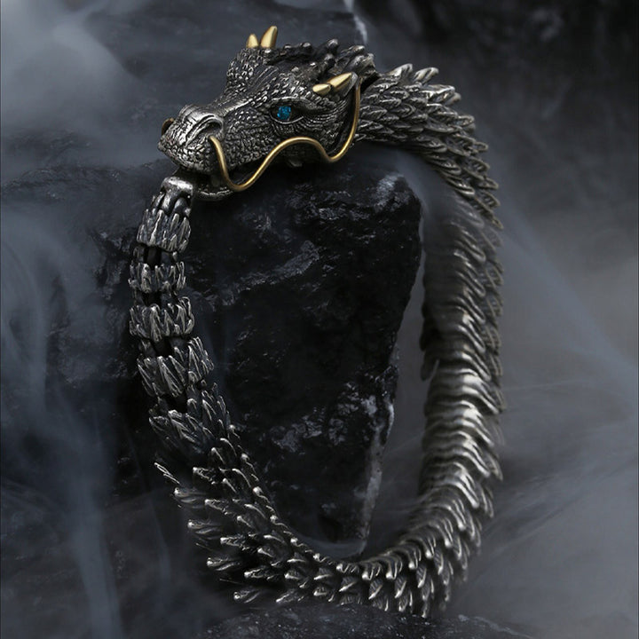 Buddha Stones Nordycki Smok Ręcznie Robiony Amulet Szczęście Ochrona Łańcuch Bransoletka