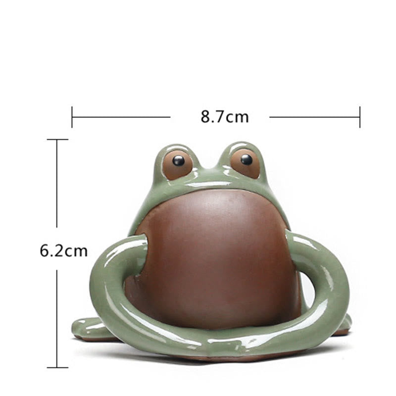 Buddha Stones FengShui Bogactwo Szczęście Słodka Żaba Ceramiczna Herbata Zwierzę Figurka Dekoracja - image 12