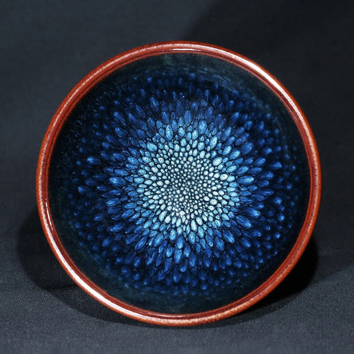 Buddha Stones ręcznie robione Niebieski Francolinus Spot Chiński Jianzhan Ceramiczny Filiżanka do herbaty Kung Fu Filiżanka do herbaty Miska - 9-10 cm*5-6 cm*110 ml - image 0