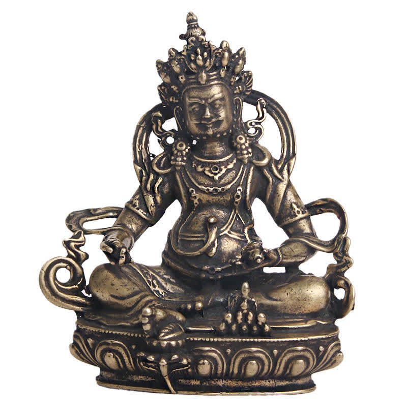 Buddha Stones Żółta Jambhala Figurka Bodhisattwy Spokój Miedziana Statua Dekoracja