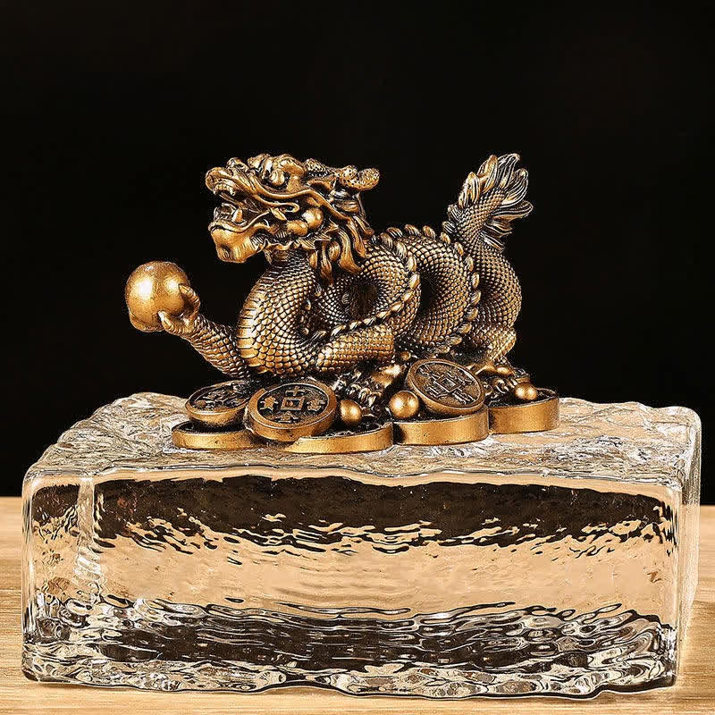 Buddha Stones Feng Shui Smok Miedziana Moneta Bogactwo Sukces Szczęście Dekoracja