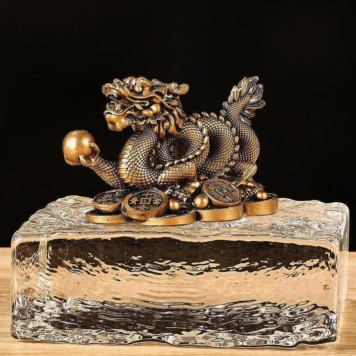 Buddha Stones Feng Shui Smok Miedziana Moneta Bogactwo Sukces Szczęście Dekoracja