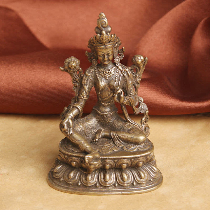 Buddha Stones Bodhisattwa Zielona Tara Spokój Nadzieja Miedziana Statuetka Dekoracja - image 3