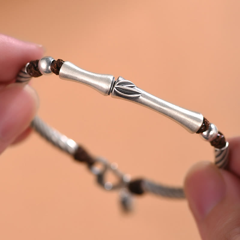 Buddha Stones 999 Srebro Sterling Wzór Bambusa Bransoletka Cicada Luck Wealth - image 14