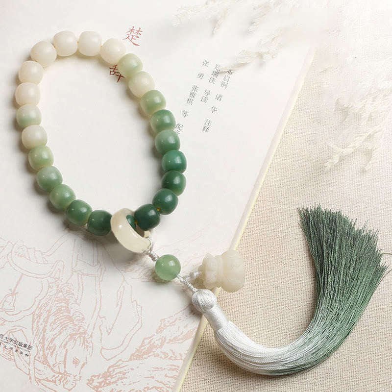 Buddha Stones Naturalny Gradient Bodhi Nasiona Fortuny Pieniądze Worek Lotos Mądrość Tassel Nadgarstek Mala