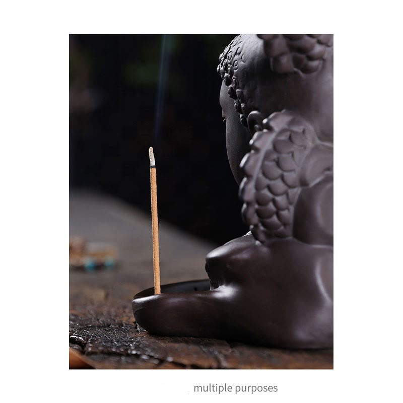 Buddha Stones Smok Budda Pomyślne Chmury Fioletowa Glina Uzdrawiająca Kadzielnica Dekoracja