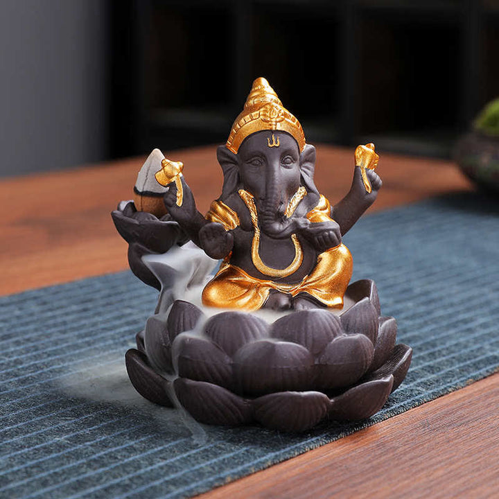 Ganesh Elephant Purple Clay Fontanna dymna z filtrem zwrotnym Ochrona kadzideł