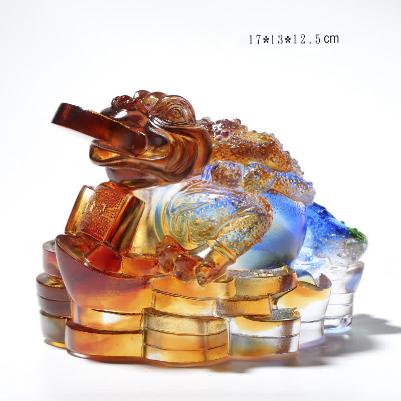 Feng Shui Żaba Liuli Kryształowy Ręcznie Robiony Dzieło Sztuki Bogactwo Dekoracja Domu i Biura - 17*13*12,5 cm - image 8