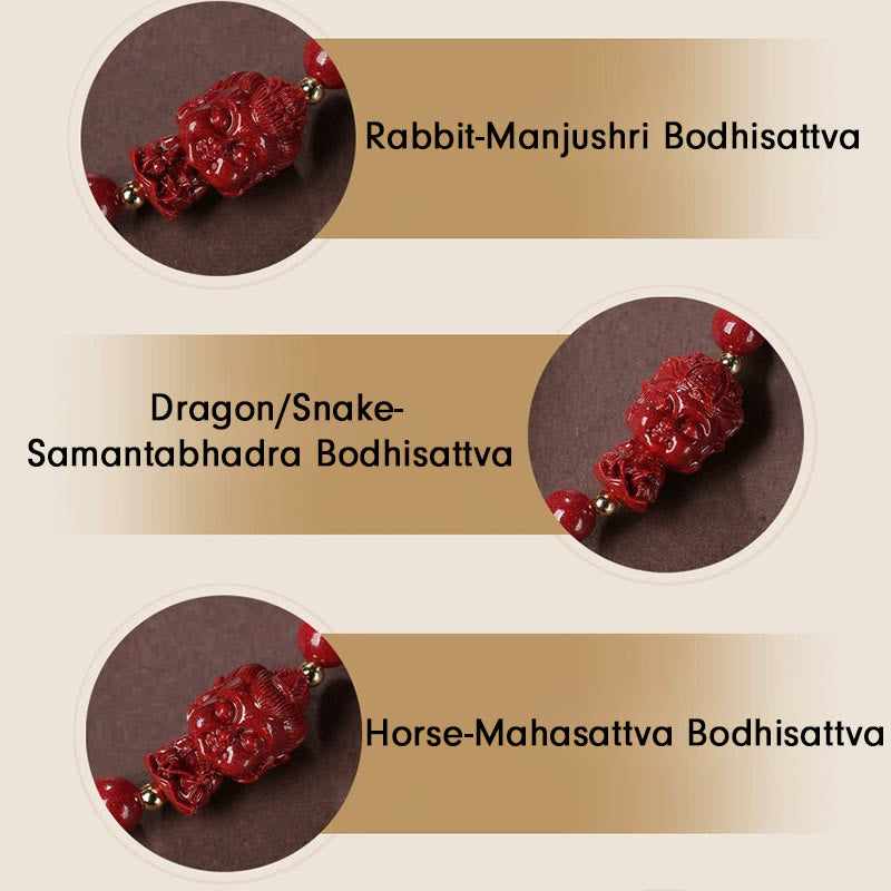 Buddha Stones Chiński Zodiak Natal Budda Cynober Amulet Błogosławieństwo Bransoletka Sznurkowa