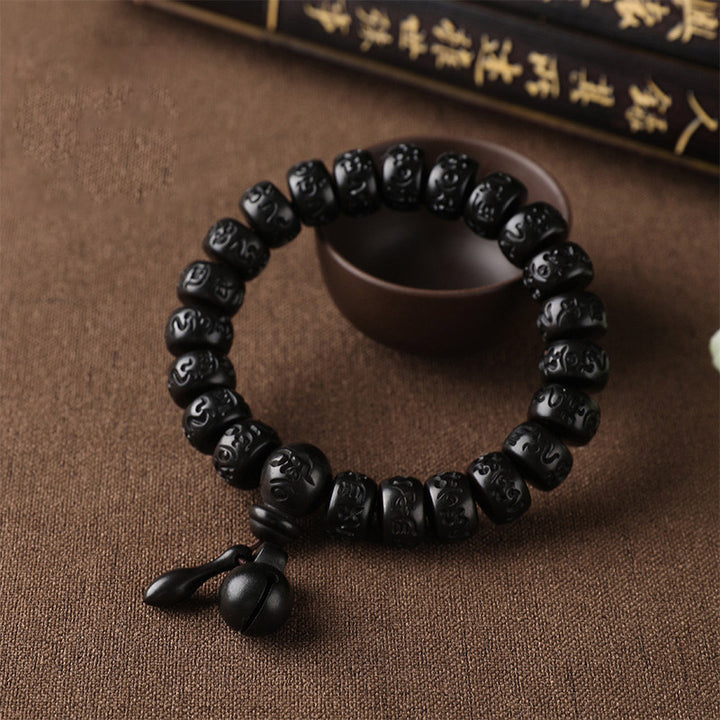 Bransoletka ochronna z drewna tybetańskiego z Buddha Stones i uderzeniem pioruna - image 4