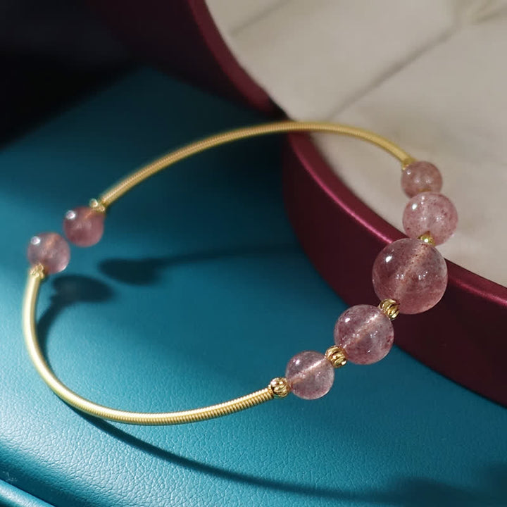 Bransoletka z Buddha Stones Naturalny Kwarc Truskawkowy Miłość Uzdrawiająca Bransoletka Bangle