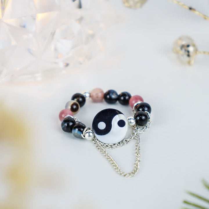 Pierścień szczęścia z symbolem Yin Yang