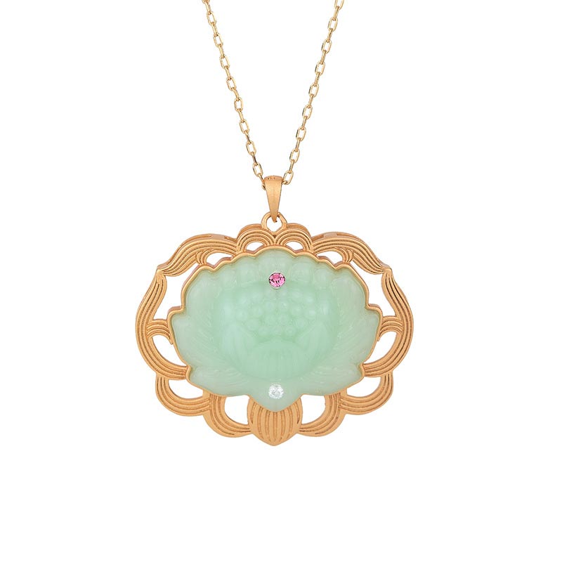 Naturalny naszyjnik z jadeitu Lotus Harmony - image 3