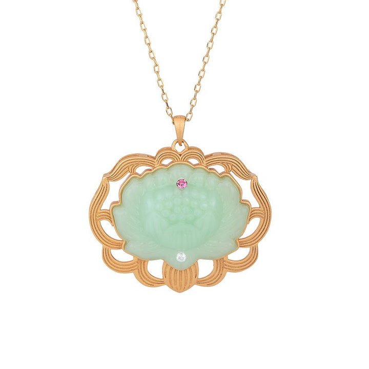 Naturalny naszyjnik z jadeitu Lotus Harmony - image 3