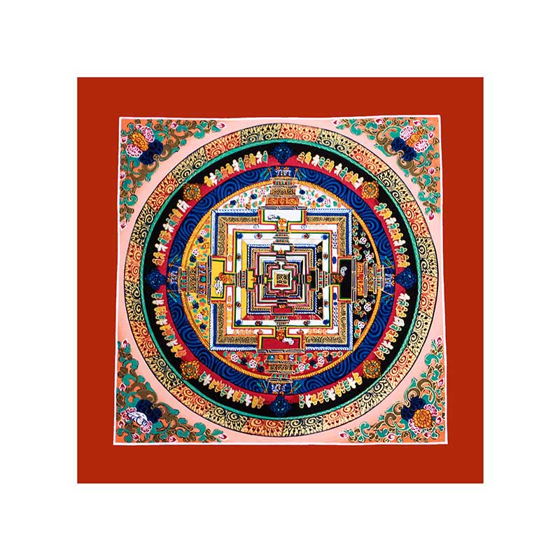 Tybetański ręcznie malowany obraz Thangka Mandala w pudełku z losowym wzorem kolorystycznym