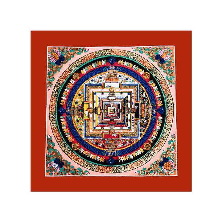 Tybetański ręcznie malowany obraz Thangka Mandala w pudełku z losowym wzorem kolorystycznym