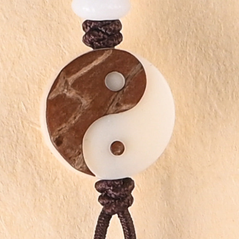 Buddha Stones Hebanowy Naszyjnik Ochronny YinYang Mala