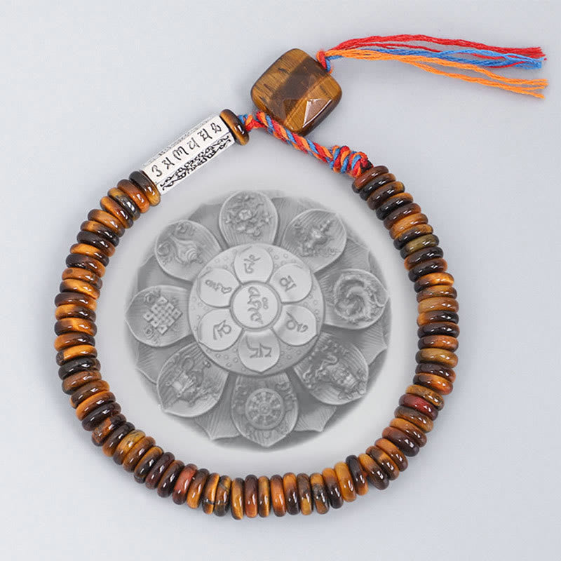 Buddha Stones Tybetańskie Tygrysie Oko Om Mani Padme Hum Ochrona Bransoletka Mocy
