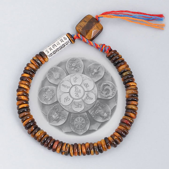 Buddha Stones Tybetańskie Tygrysie Oko Om Mani Padme Hum Ochrona Bransoletka Mocy