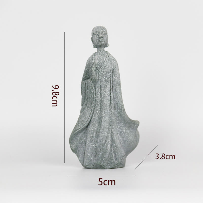 Buddha Stones Medytacja Budda Mnich Spokój Dekoracja Domu - Jednoręczny Budda 5*3,8*9,8 cm - image 7