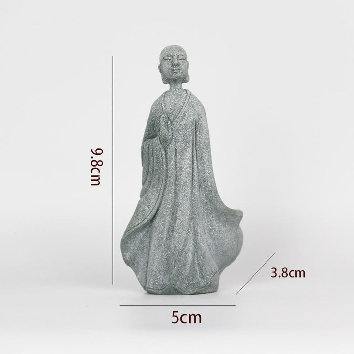 Buddha Stones Medytacja Budda Mnich Spokój Dekoracja Domu - Jednoręczny Budda 5*3,8*9,8 cm - image 7