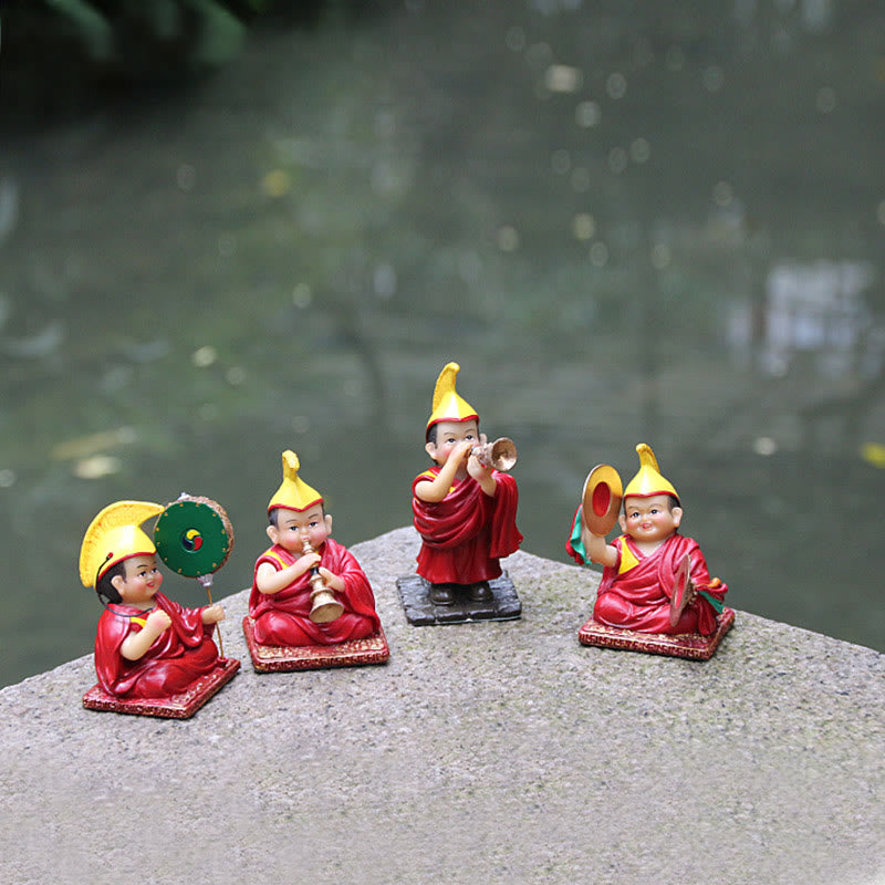 Buddha Stones malowane ręcznie tybetańskie figurki Lamy rzeźbione kreatywne ozdoby do dekoracji domu i biura
