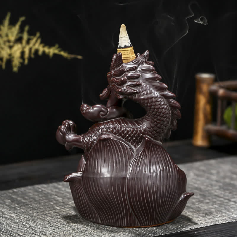 Wzór Smoka Lotosu Siła Ochrona Ceramiczny palnik kadzideł Dekoracja