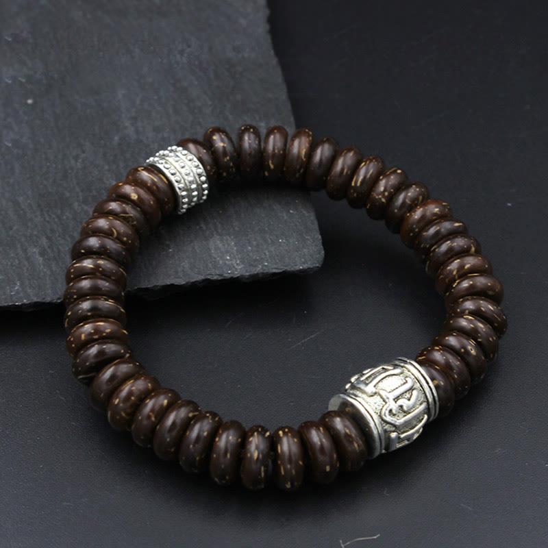 Buddha Stones Naturalne Tybetańskie Skorupki Kokosa Om Mani Padme Hum Pozytywna Bransoletka