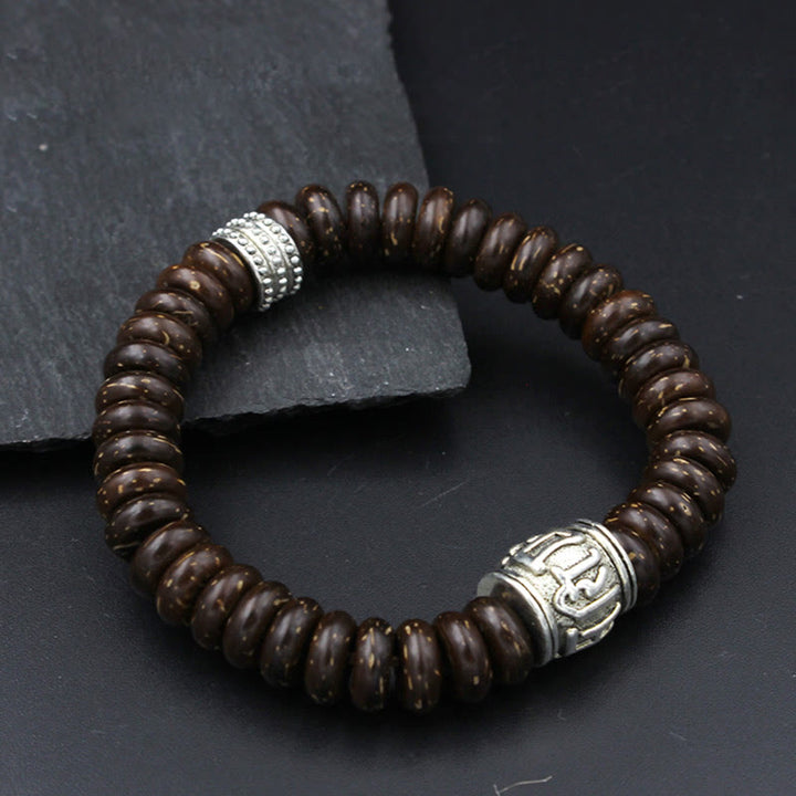 Buddha Stones Naturalne Tybetańskie Skorupki Kokosa Om Mani Padme Hum Pozytywna Bransoletka