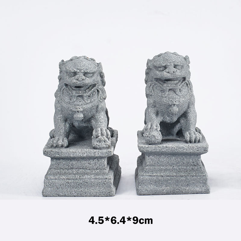 Buddha Stones Lew Fu Foo Psy Słoń Odpędzają Zło Błogosławieństwo Dekoracja Domu - Duże psy Fu - image 4