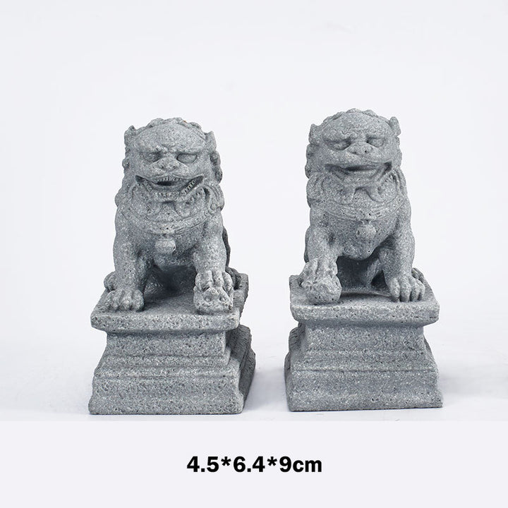 Buddha Stones Lew Fu Foo Psy Słoń Odpędzają Zło Błogosławieństwo Dekoracja Domu - Duże psy Fu - image 4