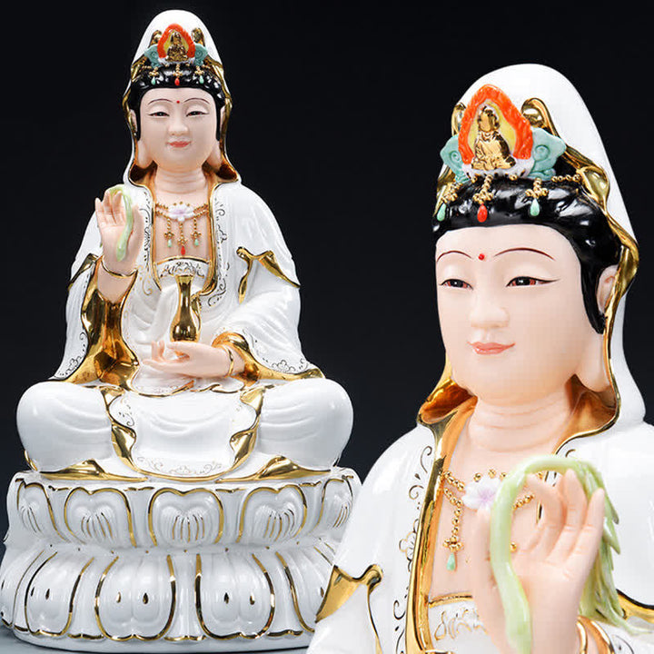 Chenrezig Bodhisattwa Awalokiteśwara Sukces Ceramiczna Statuetka Dekoracja Domu