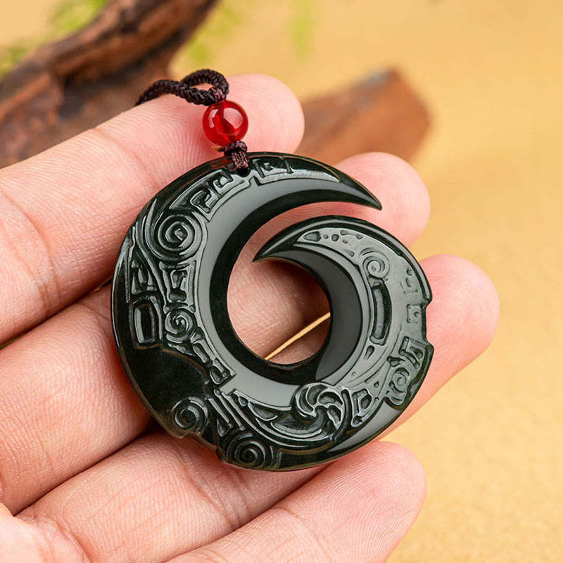 Buddha Stones Szczęście Poprawia Projekt Wzór Naturalny Hetian Cyan Jade Naszyjnik Sukces Wisiorek