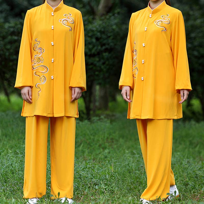 Buddha Stones Pomyślne Chmury Haft Medytacja Modlitwa Duchowy Zen Tai Chi Qigong Praktyka Unisex Zestaw Ubrań - image 9