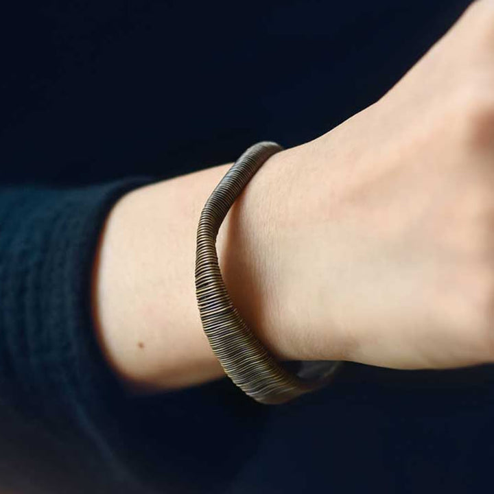 Bransoletka mankietowa z regulowanymi Buddha Stones w prostym wzorze, owinięta mosiądzem i miedzią, zapewniająca szczęście i bogactwo - image 8