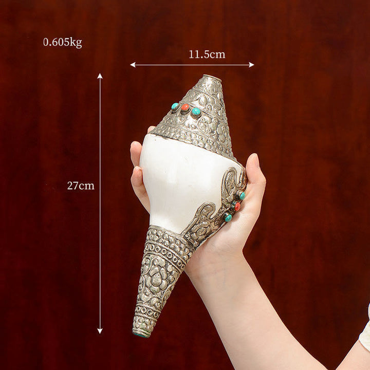 Tybetańska naturalna muszla Shankha Conch Shell Seashell Wealth szczęśliwa dekoracja domu - Duży Shankh 27*11,5 cm - image 4