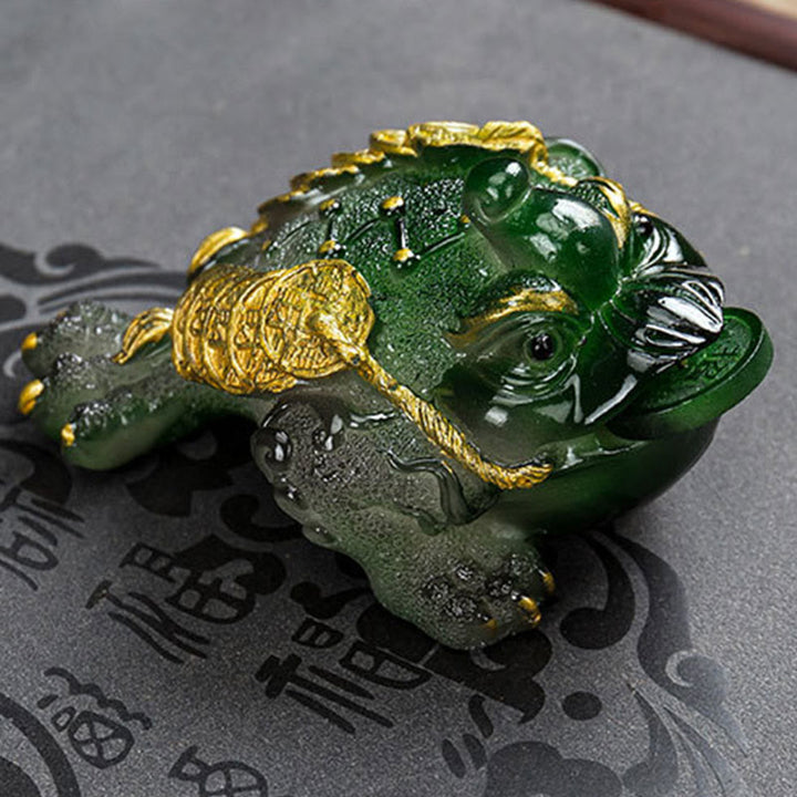 Buddha Stones Zmieniające Kolor FengShui Bogactwo Szczęśliwa Żaba Miedziana Moneta Herbata Zwierzę Żywica Figurka Dekoracja